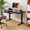 Standing Desk Electric Sit Stand Up Table Height Adjustable Motorised Computer Riser Black Tempered Glass Top Home Office Study Workstation USB Type-C