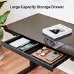 Standing Desk Electric Sit Stand Up Table Height Adjustable Motorised Computer Riser Black Tempered Glass Top Home Office Study Workstation USB Type-C