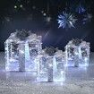 Set of 3 Gift Box Christmas Lights LED 3D Xmas Present Outdoor Indoor Holiday Party Decor Lighted Fairy Ornament Display Foldable 8 Flash Mode