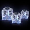 Set of 3 Gift Box Christmas Lights LED 3D Xmas Present Outdoor Indoor Holiday Party Decor Lighted Fairy Ornament Display Foldable 8 Flash Mode