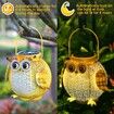 2 Pack Hanging Solar Lanterns - Outdoor Metal Decorative Waterproof Garden Light for Patio, Table, Pathway with Owl Pattern