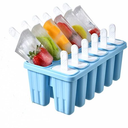 Popsicle Molds Silicone Ice Pop Molds Popsicle Mold Reusable Easy Release Ice Pop Maker(12 Cavities-Blue)