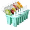 Popsicle Molds Silicone Ice Pop Molds Popsicle Mold Reusable Easy Release Ice Pop Maker(12 Cavities-Green)