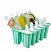 Popsicle Molds Silicone Ice Pop Molds Popsicle Mold Reusable Easy Release Ice Pop Maker(10 Cavities-Green)