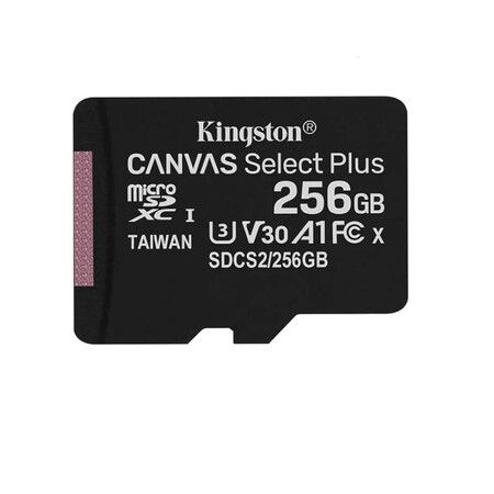 Kingston 256GB microSDHC Canvas Select Plus 100MB/s Read A1 Class 10 UHS-I Memory Card