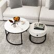 Set of 2 Coffee Table Round Bedside Lamp Nesting Sofa Side End Tea Modern Cafe White Couch Lounge Living Room with Drawer