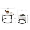 Set of 2 Coffee Table Round Bedside Lamp Nesting Sofa Side End Tea Modern Cafe White Couch Lounge Living Room with Drawer