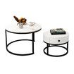 Set of 2 Coffee Table Round Bedside Lamp Nesting Sofa Side End Tea Modern Cafe White Couch Lounge Living Room with Drawer