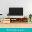 180cm TV Cabinet Unit Stand Console Table Entertainment Bench Center Storage Shelf Oak Wooden Modern Furniture Retro Glass Doors