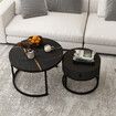 2 Round Coffee Table Set Nesting Bedside Lamp Sofa Side End Tea Modern Cafe Black Couch Lounge Living Room with Drawer