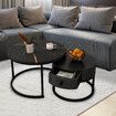 2 Round Coffee Table Set Nesting Bedside Lamp Sofa Side End Tea Modern Cafe Black Couch Lounge Living Room with Drawer