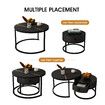 2 Round Coffee Table Set Nesting Bedside Lamp Sofa Side End Tea Modern Cafe Black Couch Lounge Living Room with Drawer