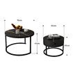 2 Round Coffee Table Set Nesting Bedside Lamp Sofa Side End Tea Modern Cafe Black Couch Lounge Living Room with Drawer