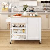 Kitchen Island Cart Trolley Cabinet Bar Dining Wine Rack Shelf Rolling Serving Utility Storage Shelving Drawer Towel Wood Table Top 100x47x87cm