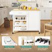 Kitchen Island Cart Trolley Cabinet Bar Dining Wine Rack Shelf Rolling Serving Utility Storage Shelving Drawer Towel Wood Table Top 100x47x87cm