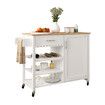 Kitchen Island Cart Trolley Cabinet Bar Dining Wine Rack Shelf Rolling Serving Utility Storage Shelving Drawer Towel Wood Table Top 100x47x87cm