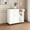 Mobile Kitchen Island Cart Trolley Bar Storage Cabinet Wine Rack Shelf Rolling Serve Utility Shelving Drawer Wood Dining Table Counter 107x46x97cm