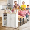 Mobile Kitchen Island Cart Trolley Bar Storage Cabinet Wine Rack Shelf Rolling Serve Utility Shelving Drawer Wood Dining Table Counter 107x46x97cm