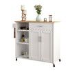 Mobile Kitchen Island Cart Trolley Bar Storage Cabinet Wine Rack Shelf Rolling Serve Utility Shelving Drawer Wood Dining Table Counter 107x46x97cm