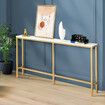 Gold Narrow Console Table Stand Hall Entryway Bar Side Sofa Couch Wood Accent Long Slim Storage Display Shelf Marble Tabletop 160x20x79cm