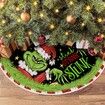 Merry Christmas Tree Skirt Collar 48 Inch Green Soft Farmhouse Xmas Holiday Decoration (Grinch)
