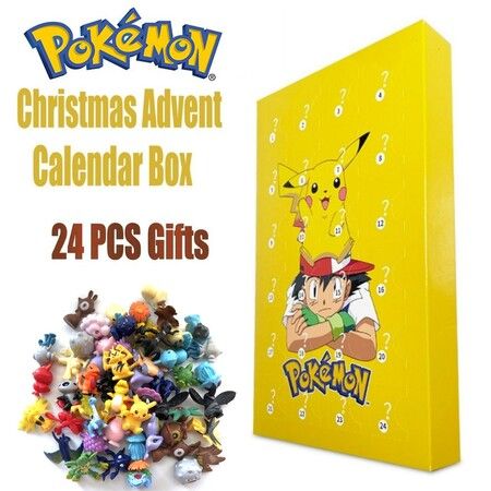 Christmas POKEMON Advent Calendar 24 Days  24 Pokemons Blind Box Gift Surprise Yellow BOX