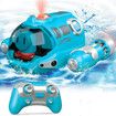 2.4GHz Remote Control Spray Gasboat Toys for Pools and Lakes with Light Double Propellers Rechargeable Swimming Pool Toy for Kids (Blue)