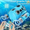 2.4GHz Remote Control Spray Gasboat Toys for Pools and Lakes with Light Double Propellers Rechargeable Swimming Pool Toy for Kids (Blue)