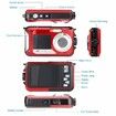 Waterproof Camera Underwater Cameras For Snorkeling Full HD 2.7K 48MP Video Recorder Selfie Dual Screens 10FT 16X Digital Zoom Waterproof Digital Camera Digital Cameras