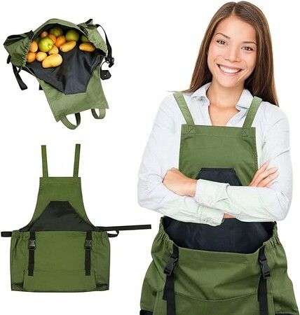 Gardening Apron, Garden Apron with Quick Release Pockets for Harvesting Gardening, Water Resistant Apron for Men and Women