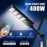 320 LED Solar Street Light 400W Remote Outdoor Garden Security Wall Lamp Floodlight Motion Sensor Flood Down Parking Lot Spot Pole Waterproof