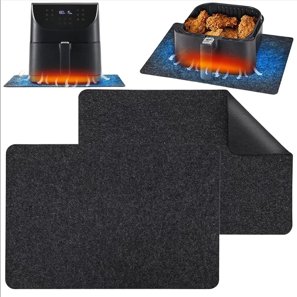 2 Pcs Air Fryer Heat-resistant Mat Pad Countertop Protector Mat for Countertops with Sliding Function for Air Fryer Blender