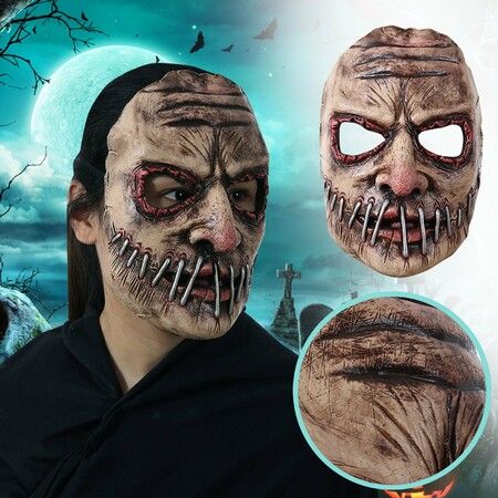 Halloween Party Big Mouth Nail Horror Mask Latex Ghost Festival Soft Simulation Headgear Dress Up