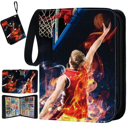 900CARDS Basketball EVA Leather Card Binder Trading Card Binder 9 Pocket with 50  Sleeves Fits  Sport Cards with Zipper Storage Album