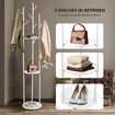 Clothes Coat Hat Rack Hall Stand Hanger Bag Tree Display Shelf Umbrella Garment Shoe Storage Closet Organizer Home Entryway 9 Hooks 3 Tiers