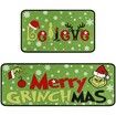 Merry Grinchmas Kitchen Rugs and Mats Set of 2,Christmas Grinch Kitchen Decoration,Non Slip Absorbent Kitchen Mat Waterproof Runner Rug for Laundry Room and Sink 17x 48 Inches