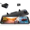 12&quot; 4K Rear View Mirror Camera,Smart Full Touch Screen Mirror Dash Cam Front and Rear,Backup Camera with 1080P Rear Camera,Dash Cam with WDR Camera,Night Vision,Free 64GB Card