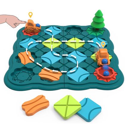 Kids Toys STEM Board Games, Smart Logical Road Builder Brain Teasers Puzzles for 3 to 4 5 6 7 Year Old Boys Girls