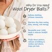 Wool Dryer Balls, Natural Fabric Softener, Reusable, Reduces Clothing Wrinkles and Saves Drying Time (6Pcs)