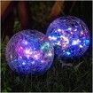 2 Pack Garden Solar Lights, Outdoor Decorative Colored Cracked Glass Solar Globe Lights, Waterproof Multicolor LED Ball Lights for Yard Patio Halloween Christmas Decorations