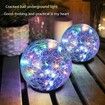 2 Pack Garden Solar Lights, Outdoor Decorative Colored Cracked Glass Solar Globe Lights, Waterproof Multicolor LED Ball Lights for Yard Patio Halloween Christmas Decorations