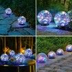 2 Pack Garden Solar Lights, Outdoor Decorative Colored Cracked Glass Solar Globe Lights, Waterproof Multicolor LED Ball Lights for Yard Patio Halloween Christmas Decorations