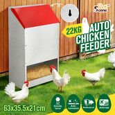 Chicken Food Feeder Auto Treadle Poultry Chook Feed Supplies Automatic Dispenser Rat Water Proof Galvanised Steel Feeding Equipment 22kg