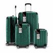 4 Piece Luggage Set Travel Suitcase Traveller Bag Carry On Lightweight Checked Hard Shell Trolley TSA Lock Green