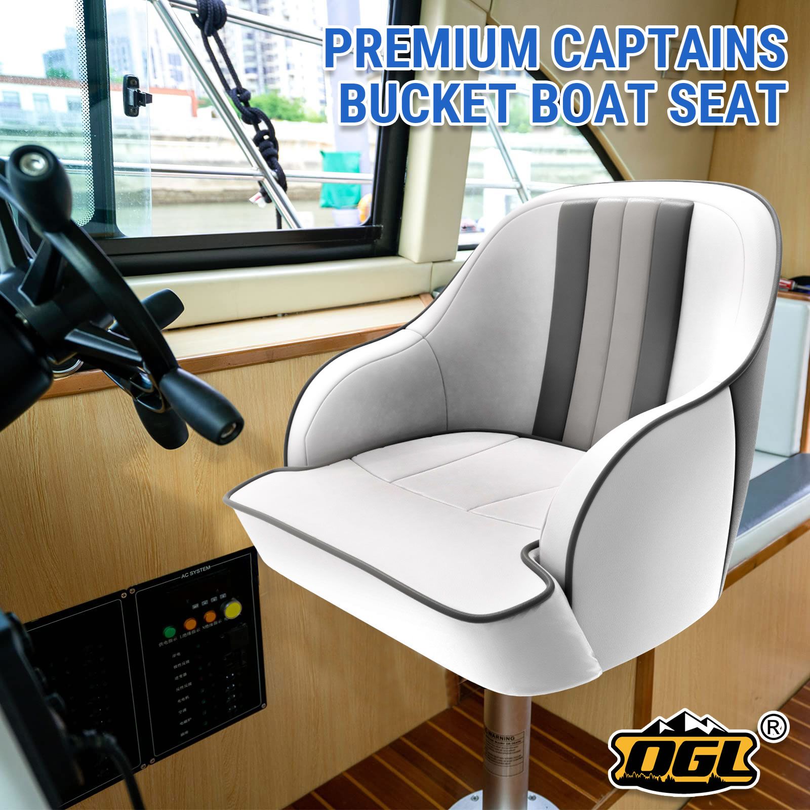 OGL Boat Seat Chair Bucket Marine Helm Pontoon Captain Vinyl Upholstery Foam Cushion UV Water Wind Proof 19.5x22x21.5 Inches