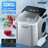 Maxkon 12kg Ice Maker Portable Cube Making Machine Freezer Countertop Home Kitchen Commercial House Appliance Self Cleaning Stainless Steel with Handle