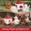 Chicken Feeder Hens Treadle Feeding 6KG 8.5L Waterer Set Automatic Food Dispense Rat Bird Proof for Poultry Rabbit With Bucket