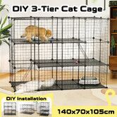 Cat Cage DIY Enclosure Pet Crate Rabbit Hutch Pet Scene Kitty Kennel Bunny Ferret Home Playpen Detachable Metal Wire