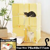 Cat Cage M Size Transparent Enclosure Pet Crate Litter Box Rabbit Hutch Pet Scene Kitty Kennel Bunny Ferret Home Playpen DIY Detachable