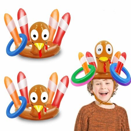 Thanksgiving Ring Toss Games Toys for Kids Turkey Hats  Family School Party Favors Decor Indoor Outdoor Party Game